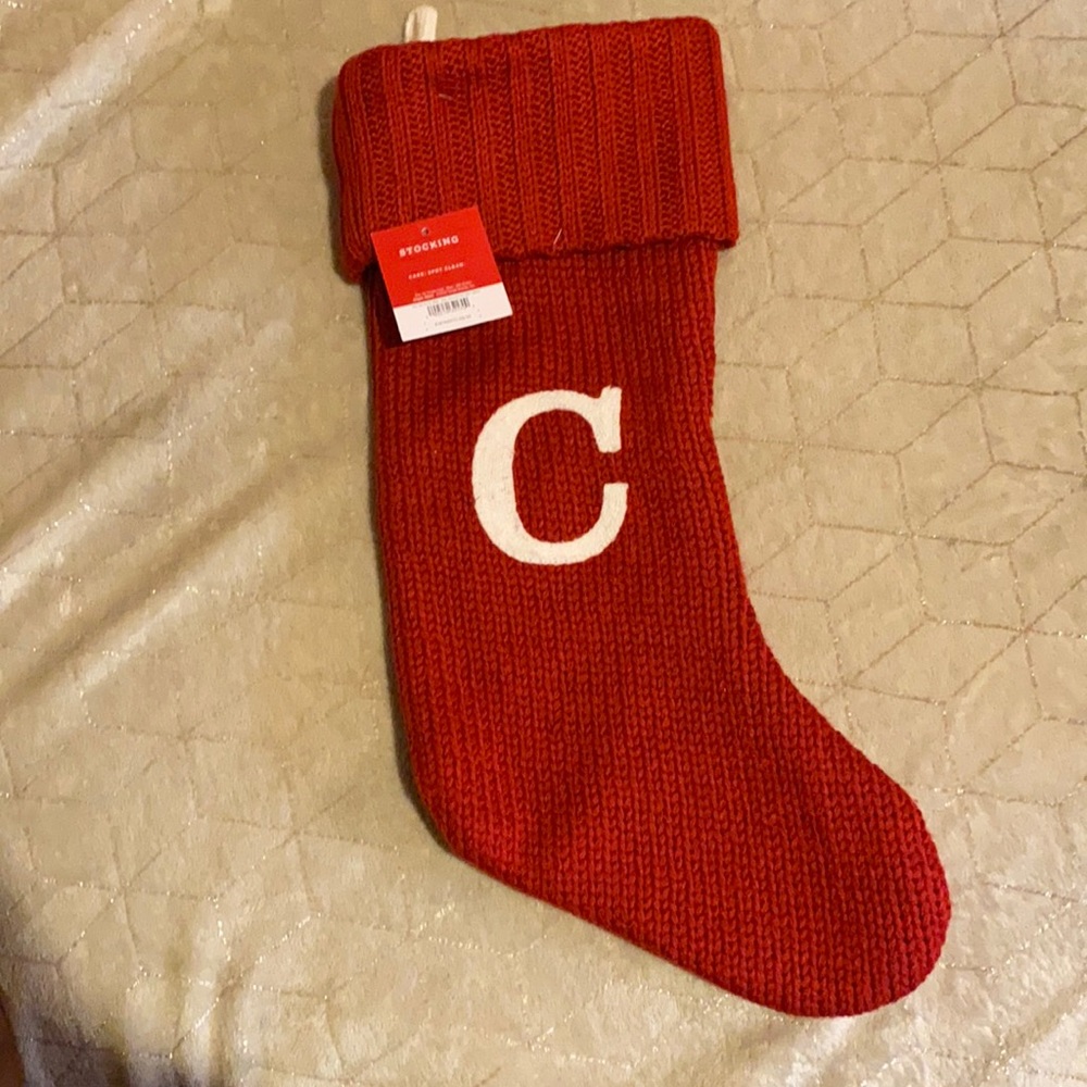 Modern Cable Knit Monogrammed Christmas Stocking
